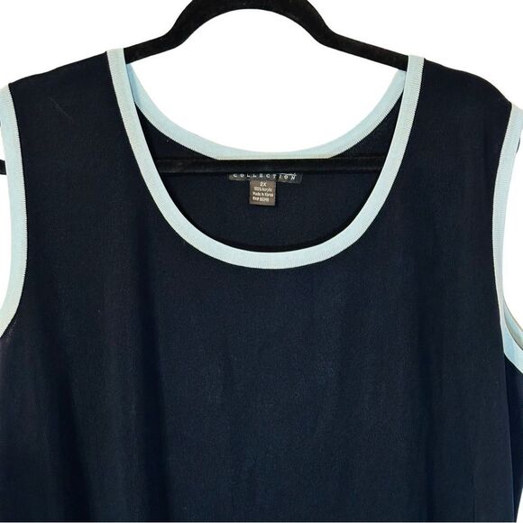 Marie St. Monet Sleeveless Top Black with Aqua Trim Sz 2X - Picture 2 of 6
